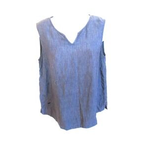 J Jill Embroidered Sleeveless Linen Top Soze Small Faded Blue